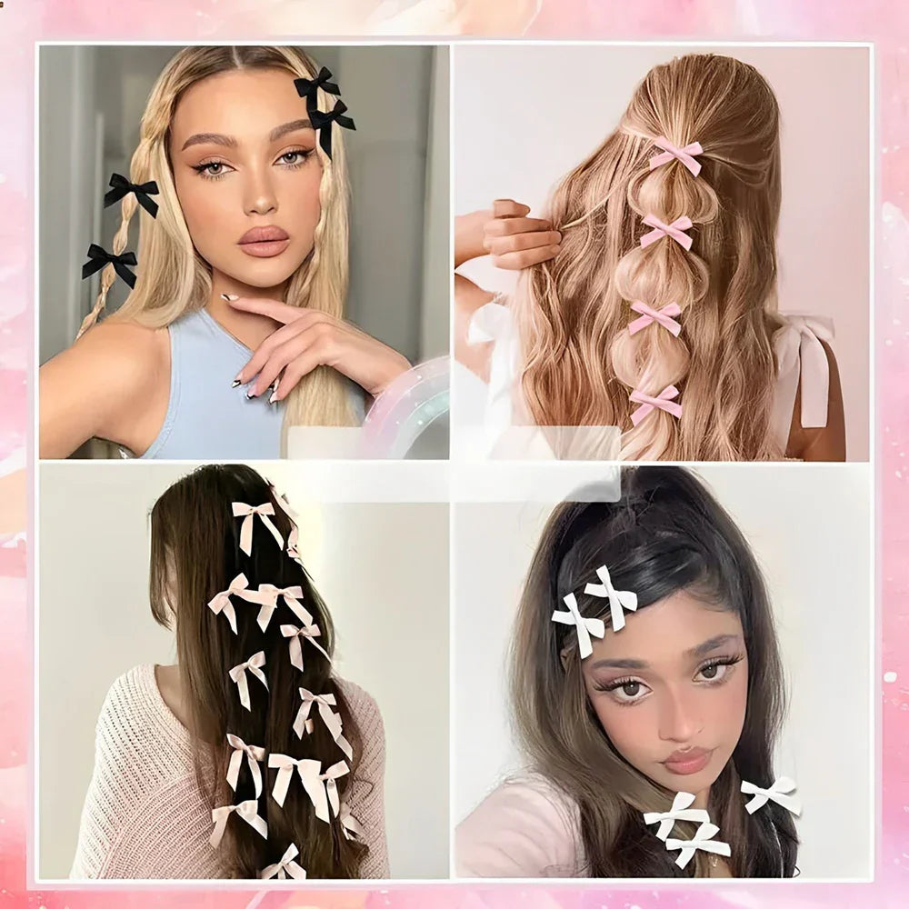 Frosted flower hair clip claws in pastel colors styled in various hairstyles on different hair types