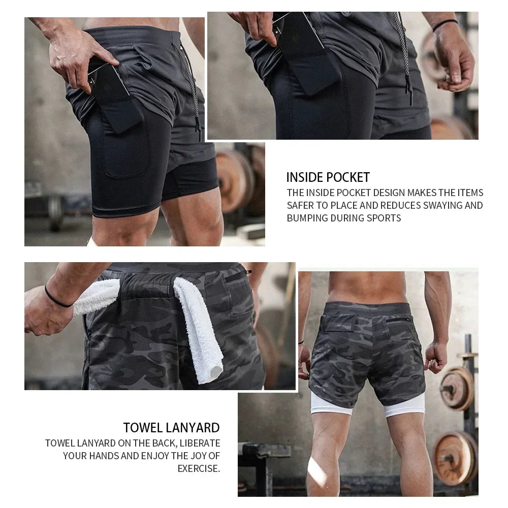 Summer Men’s Double Layer Sports Shorts