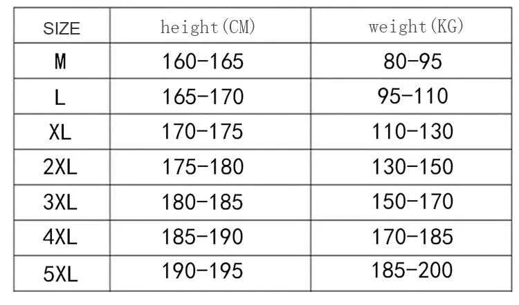 Size chart for 2025 NEW Fitness Sports Shorts showing height and weight ranges in centimeters and kilograms.